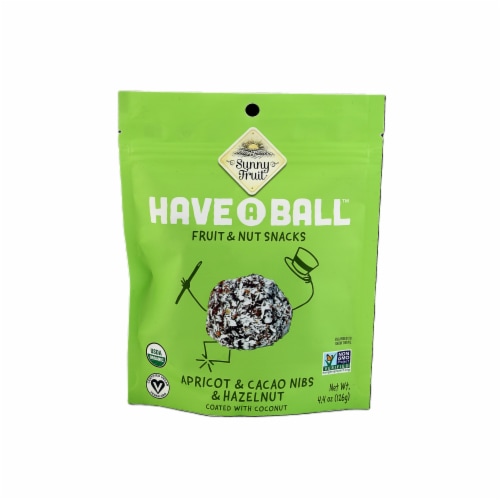 Sunny Fruit Have-A-Ball Organic Apricots & Cacao Nibs & Hazelnut Fruit & Nut Snacks Perspective: front