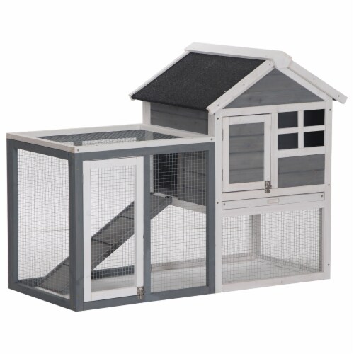 PawHut 47.2-in Wood Wood Rabbit Hutch D51-009