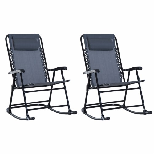 2pc Outdoor Patio Folding Rocking Chair Set Garden Rocker Chaise Lounge