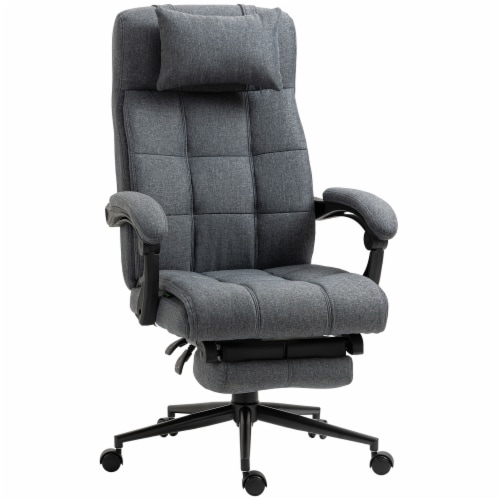 Reclining Office Chair Rolling Swivel Chair Footrest Linen Feel