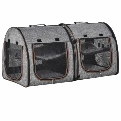 Large Portable Double Cat Pet Carrier Kennel Bag Oxford Travel Car