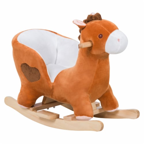 Kids Sturdy Plush Toy Ride On Rocking Horse Pony Animal Rocker