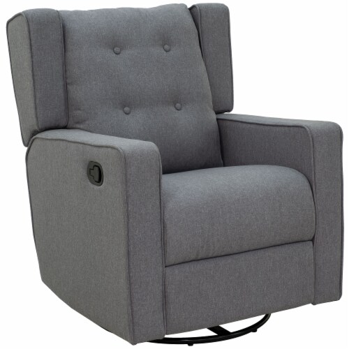 Manual Sofa Recliner Padded Seat Rocking Chair Lounger 360° Swivel w/Footrest Perspective: front