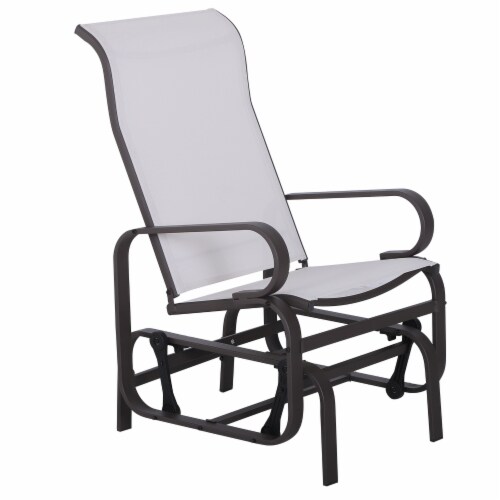 Outdoor Patio Gliding Chair, Swing Rocker Sling Fabric, Porch Deck Garden Pool Perspective: front