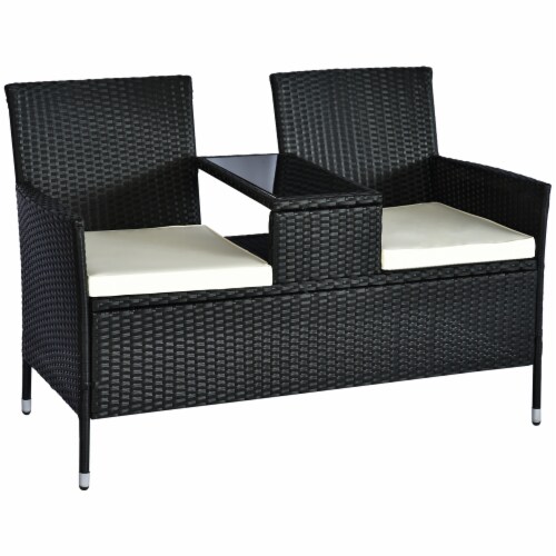 Grey rattan sales bench seat