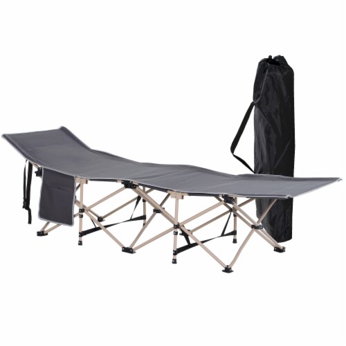 Single Person Wide Folding Camping Cot Outdoor Sleeping Bed w