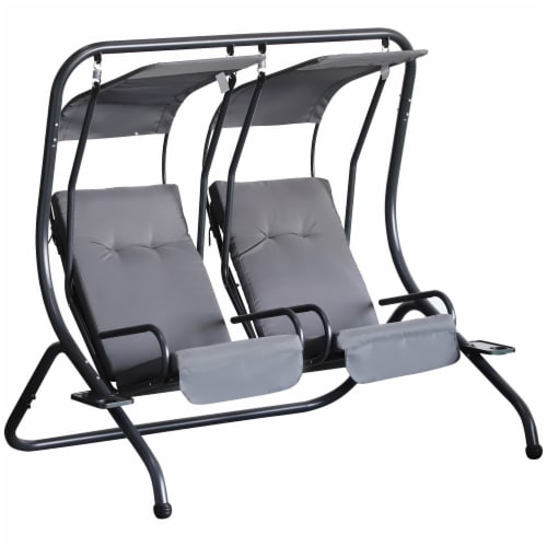 2 Seater Outdoor Patio Swing Chair w Removable Canopy Cup