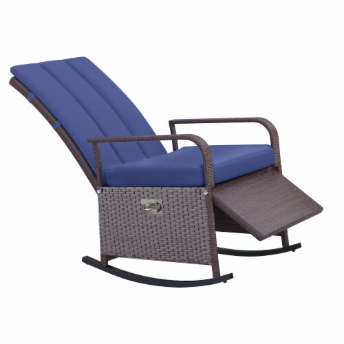 Outsunny Patio Wicker Recliner Chair With Footrest, Outdoor Pe