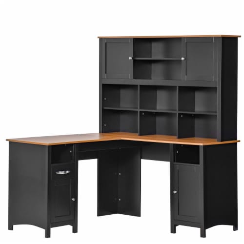 Modern Home Office Corner Desk w Adjustable Shelf for Working Gaming Studying 1 Unit Gerbes Super Markets