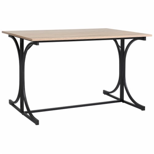 47  Folding Dining Table, Rectangular Breakfast Table with Metal Frame Perspective: front