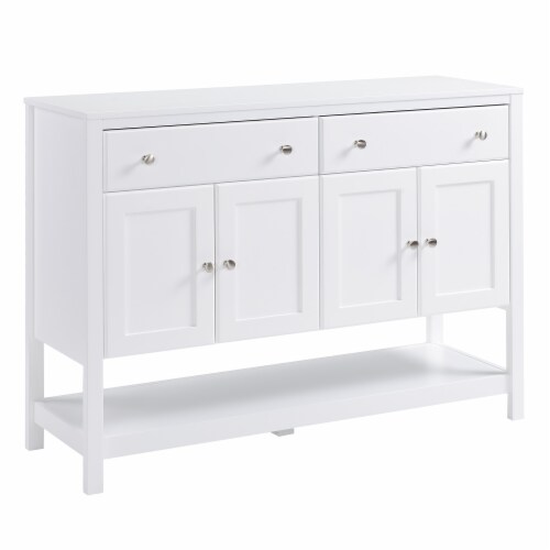 47  Modern Kitchen Sideboard Buffet Storage Cabinet w/ Adjustable Shelves, White Perspective: front