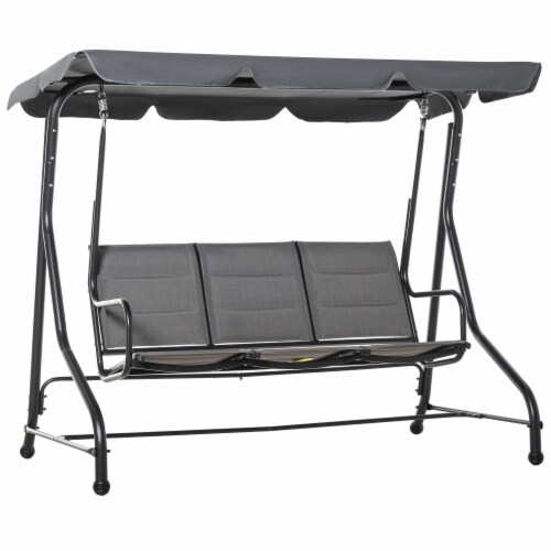 3 seat Outdoor Backyard Swing Chair Patio Bench Adjustable Canopy Padded 1 Unit Foods Co