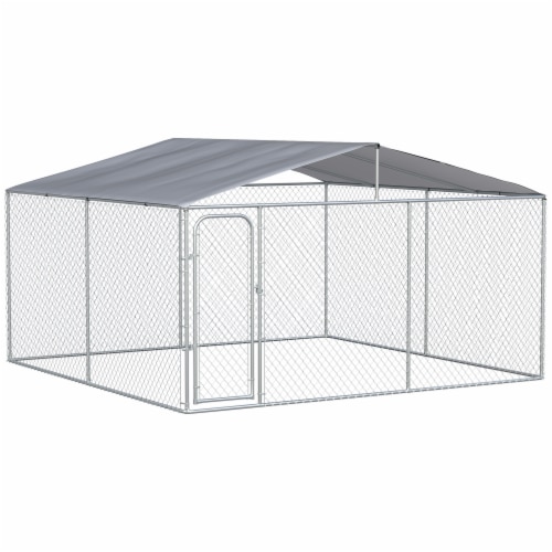 Outdoor Dog Playpen with Canopy Mesh Side Walls for Large Animals Silver 1 Unit Kroger