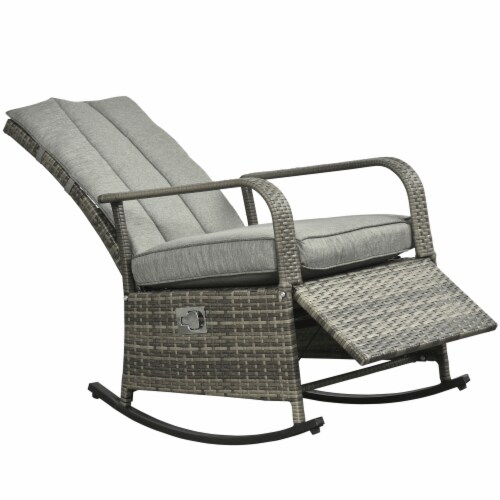 Outsunny Patio Wicker Recliner Chair With Footrest, Outdoor Pe