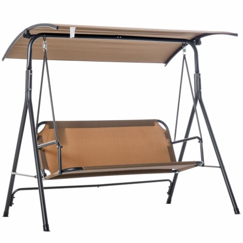 Outsunny outdoor patio 3 seat shop steel canopy cushioned bench swing