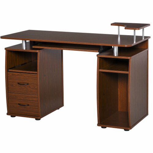 PC Office Desk Furniture with Storage Cabinet and Two Cable