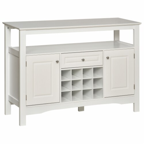 Minimalist Food and Drink Buffet Sideboard with Storage and Natural Wood Top Perspective: front
