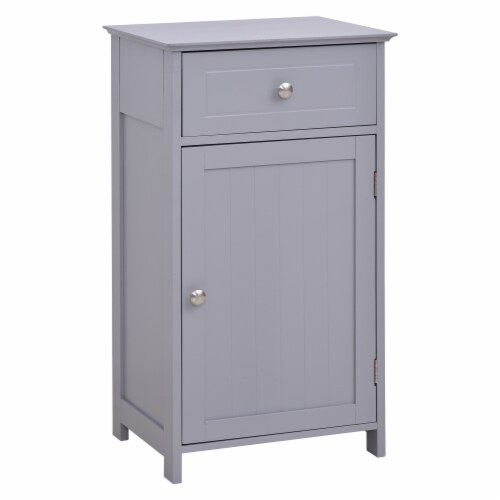 Modern Shower & Lavatory Mulitple Storage Freestanding Unit w/Anti-Topple, Grey Perspective: front
