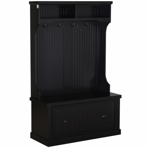 Hall Coat & Shoe Storage Cupboard  Corner Hall Tree, Black Perspective: front