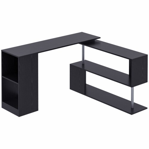Rotating Corner Table Shelf Combo LShaped IShape Computer Home Office, Black, 1 Unit Kroger