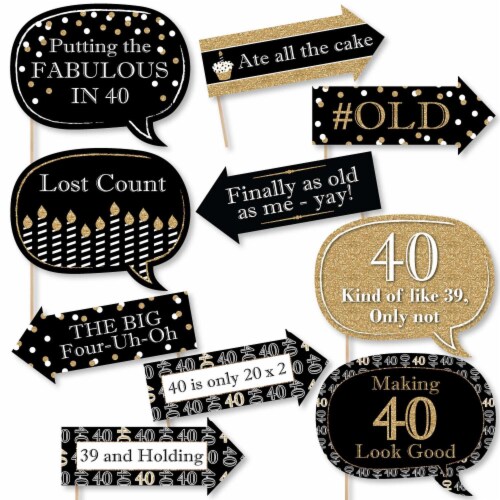 Big Dot of Happiness Funny Adult 40th Birthday Gold - Birthday Party Photo  Booth Props 10 Pc, 10 Count - King Soopers