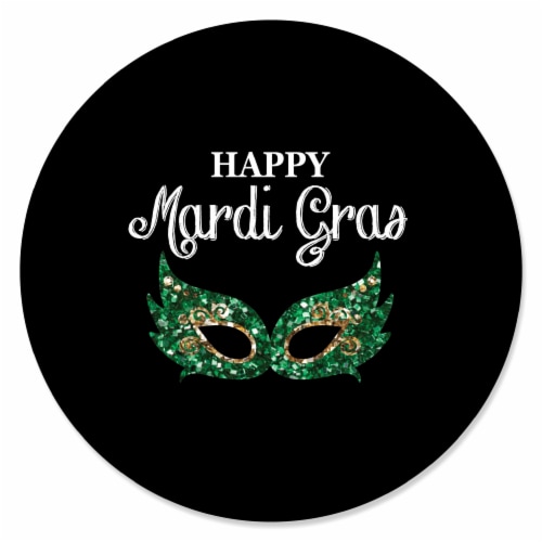Big Dot of Happiness Mardi Gras - Masquerade Party Circle Sticker Labels - 24 Count Perspective: front