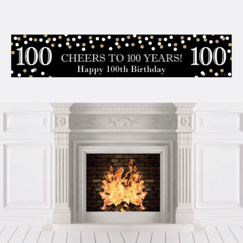 Big Dot of Happiness Adult 100th Birthday - Gold - Happy Birthday Decorations Party Banner Perspective: front