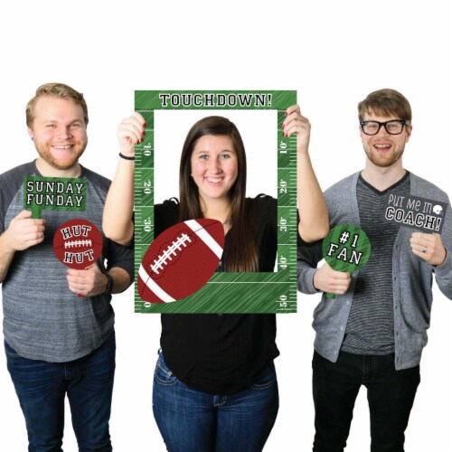 Big Dot of Happiness End Zone - Football - Birthday Party Photo Booth Picture Frame & Props Perspective: front