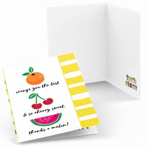 Big Dot of Happiness Tutti Fruity - Frutti Baby Shower or Birthday Party Thank You Cards 8 Ct Perspective: front