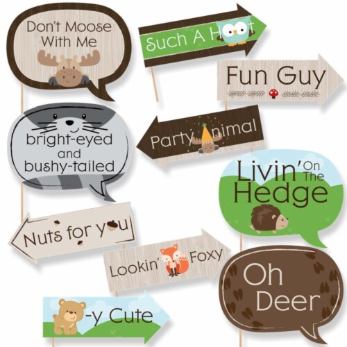 Big Dot of Happiness Funny Woodland Creatures - Party Photo Booth Props Kit  - 10 Piece, 10 Count - Ralphs