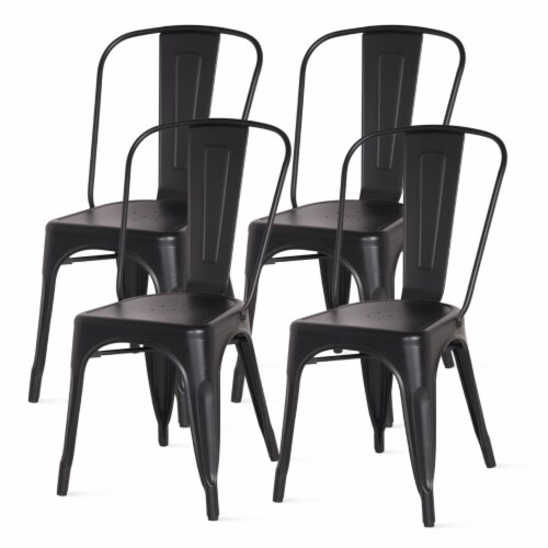 Metropolis Metal Side Chair,Set Of 4 - Frosted Black Perspective: front