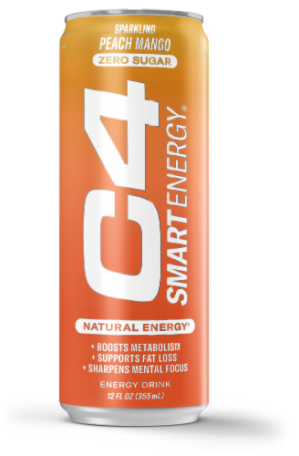 C4 Smart Energy Sparkling Peach Mango Energy Drink Perspective: front