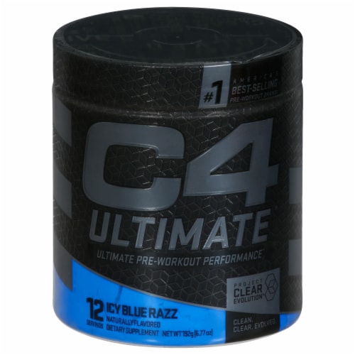C4 Ultimate® Icy Blue Razz Pre-Workout Dietary Supplement Perspective: front