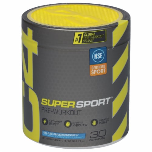 C4 Super Sport™ Blue Raspberry Pre Workout Supplement Perspective: front
