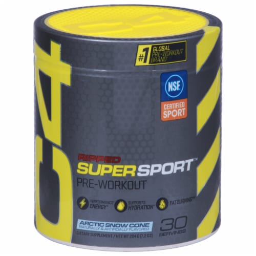C4 Ripped Super Sport™ Arctic Snow Cone Pre Workout Supplement Perspective: front