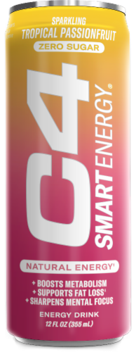 C4 Smart Energy Sparkling Tropical Passionfruit Can Perspective: front