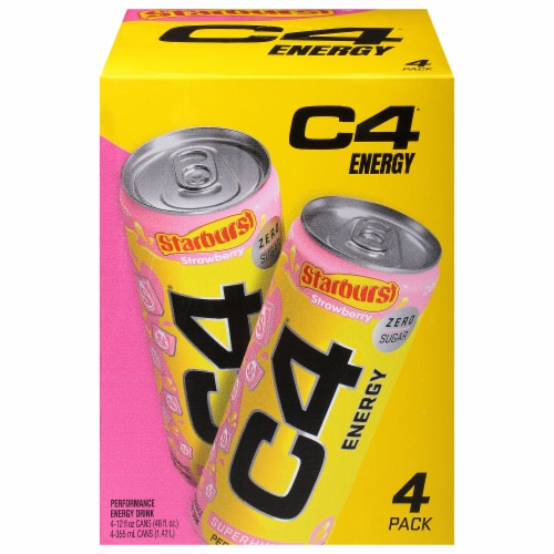 C4 Energy Carbonated Strawberry Starburst Energy Drink, 4 ct / 12 oz -  Dillons Food Stores