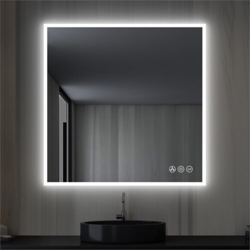 Blossom Beta 36   x 36  LED Mirror with Frosted Sides Silver Glass Perspective: front