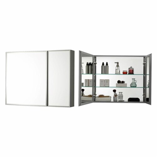 30 Inch Aluminum Bathroom Medicine Cabinet with Recess Or Surface Mount 30x26 Perspective: front