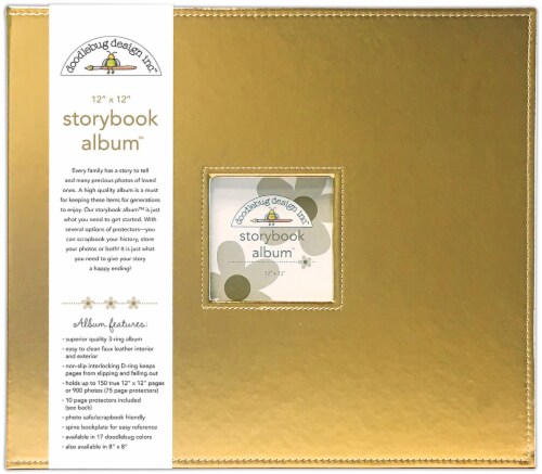 Doodlebug Storybook Metallic D-Ring Album 12 X12 -Gold Metallic Perspective: front