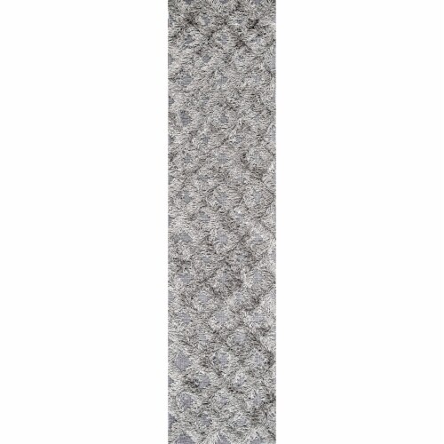 Nuloom Francene Diamond Trellis Shag Area Rug in Silver Perspective: front