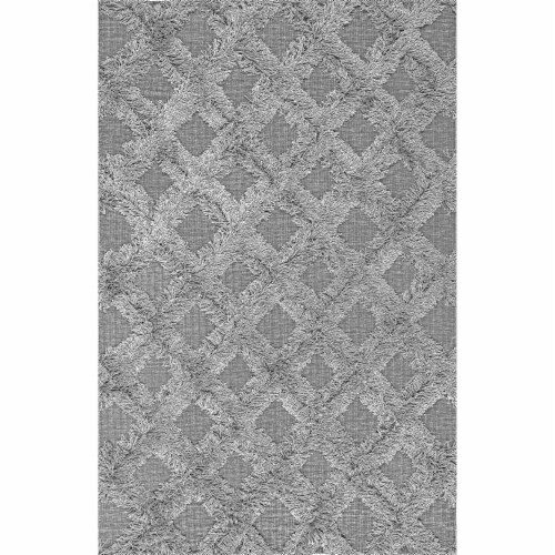 Nuloom Francene Diamond Trellis Shag Area Rug in Silver Perspective: front