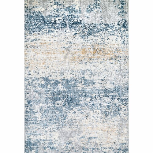nuLOOM Wilde Abstract Distressed Area Rug in Blue Perspective: front