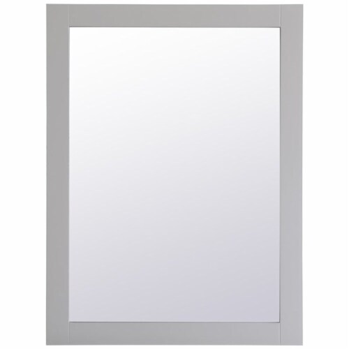 Elegant Decor Aqua 36  x 27  Wood Frame Bathroom Mirror in Gray Perspective: front