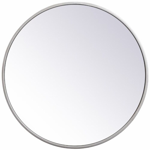 Elegant Decor Eternity 18  Round Mid Century Metal Frame Mirror in Silver Perspective: front