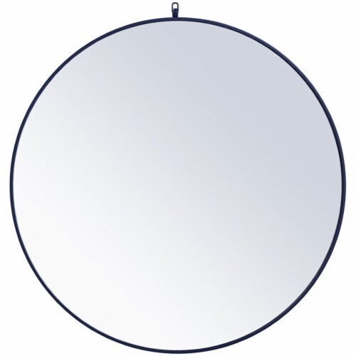 Elegant Decor Eternity 42  Mid Century Metal Frame Hooked Mirror in Blue Perspective: front