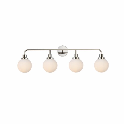 Hanson 4 lights bath sconce in polished nickel with frosted shade Perspective: front
