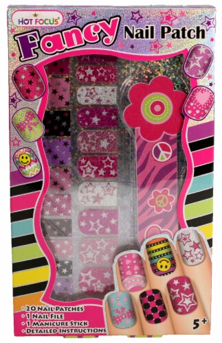 Fancy Nail Patches, Nail File, and Manicure Stick - Stars Perspective: front