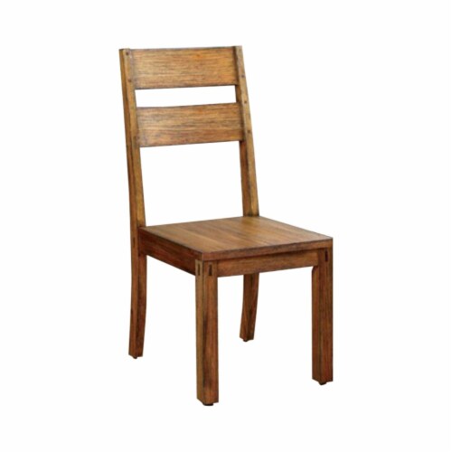 Frontier Rustic Side Chair, Natural Teak Finish, Set of 2 Perspective: front