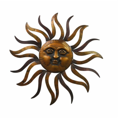 Sun With Facial Details Hanging Wall Decor - Bronze Perspective: front
